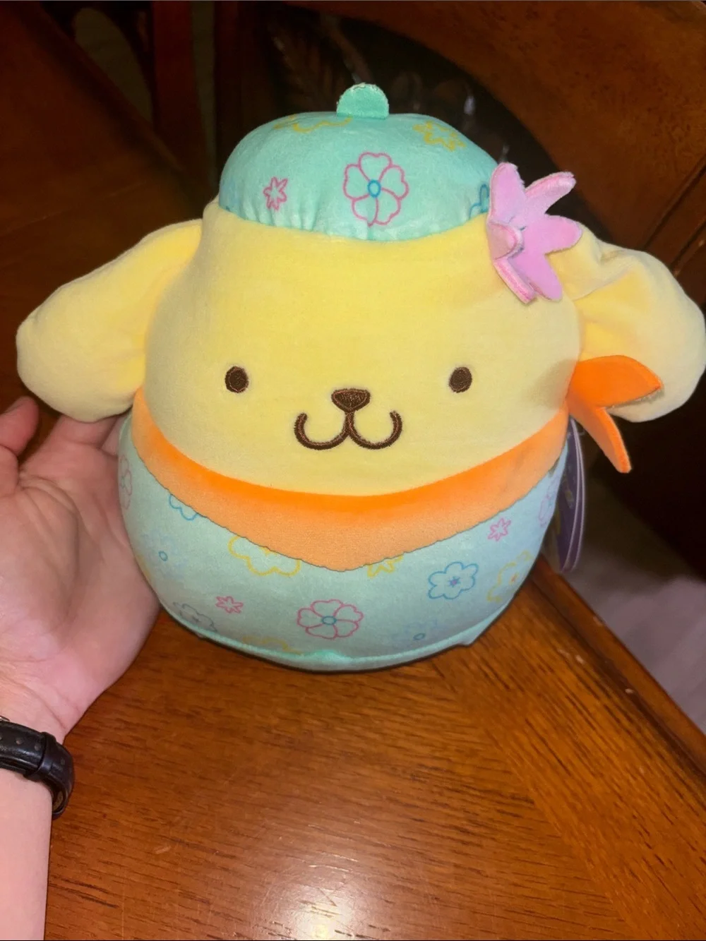 Squishmallows Yellow, Mint & Orange Pompompurin Hello Kitty And Friends Plush